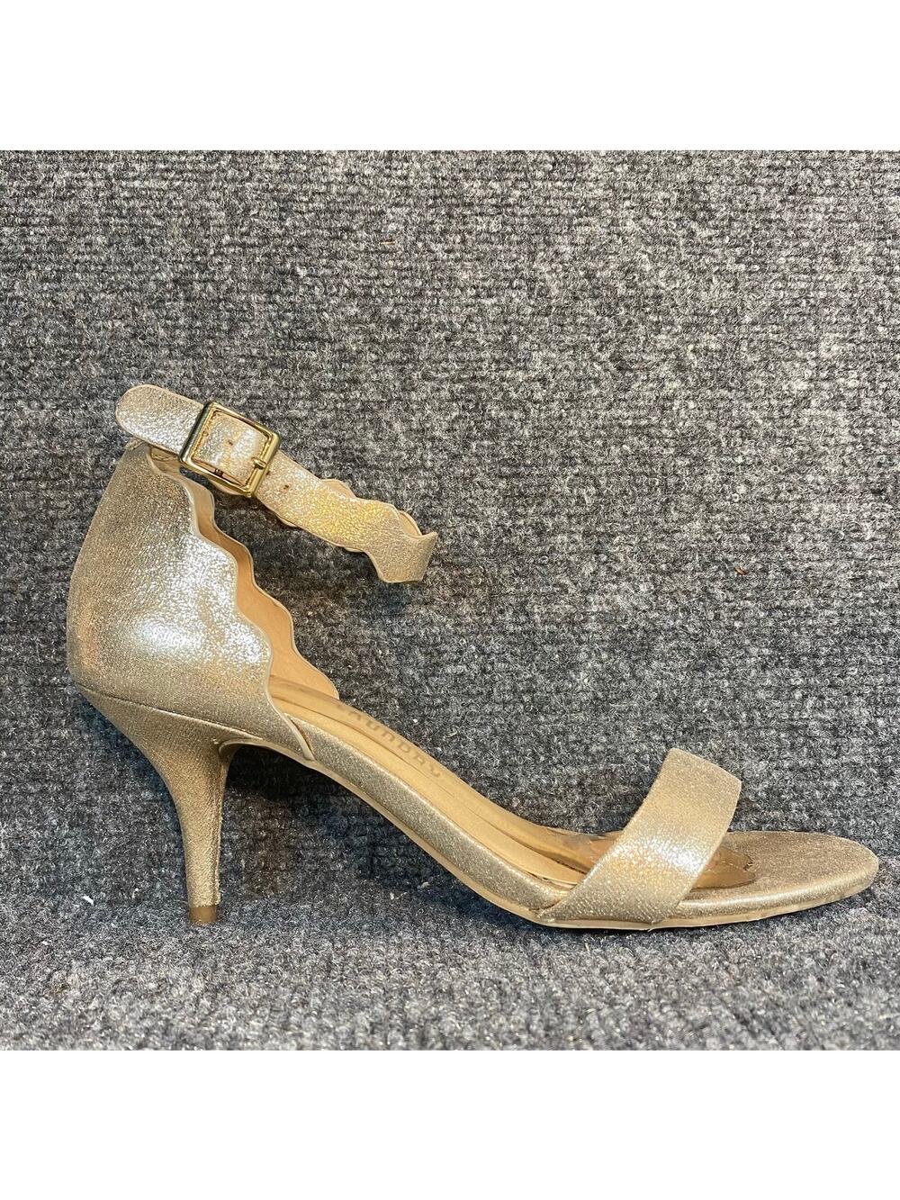 Chinese Laundry Z-Right Stuff Womens 7.5 EU 38 Gold Ankle Strap Heels Open Toe